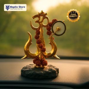 Om Trishul Shiv Idol with Damru & Rudraksha Mala